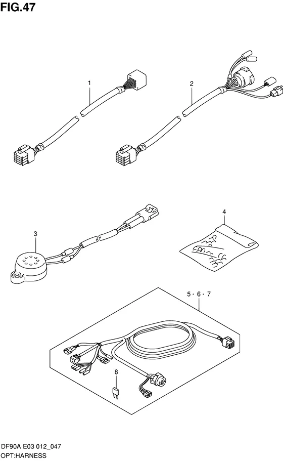 Опция: жгут проводов для Suzuki DF90A T(H)L/X
