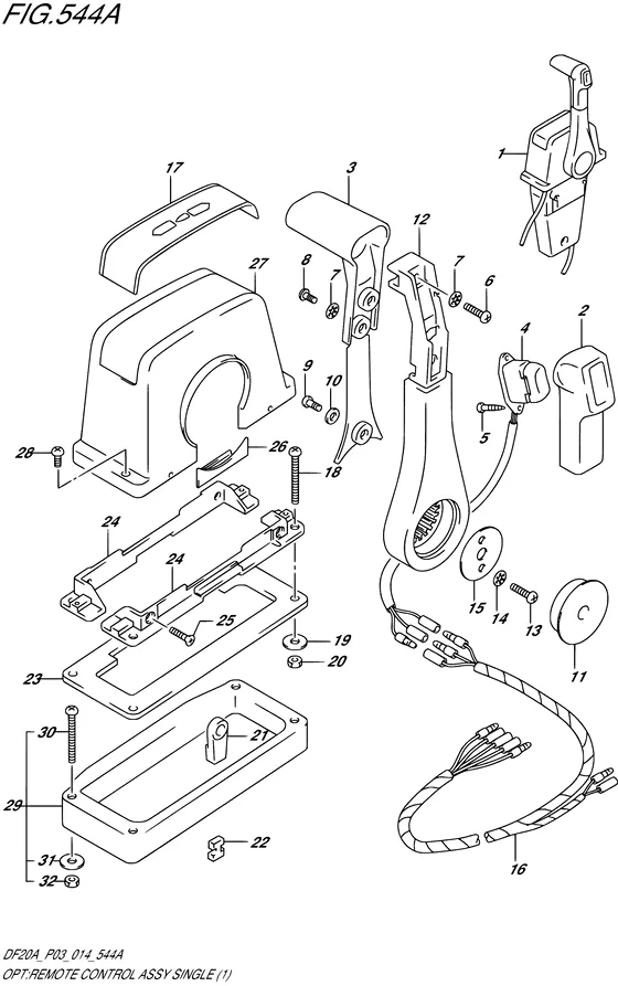 "опция: узел дистанционного управления ((1) (DF9.9B P03)) для Suzuki DF9.9B S/L; RS/L; TS/L
