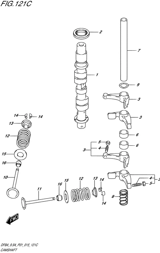 Распредвал ((DF9.9A P01)) для Suzuki DF9.9A S/L; ARS/L