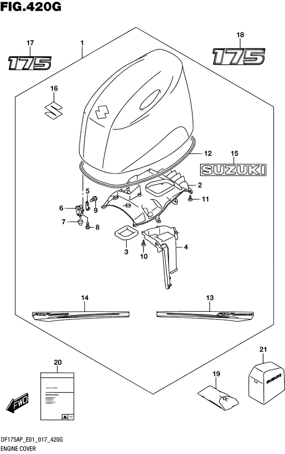 Крышка двигателя ((FOR YAY) (DF175AP E40)) для Suzuki DF175A PL/XL