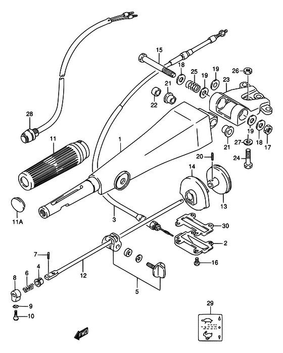 Румпель ((DT75WHQ,DT75MQ,DT85MQ,DT85QH); NOTE : COLOR : 0ED (GRAY)) для Suzuki DT75 L/UL