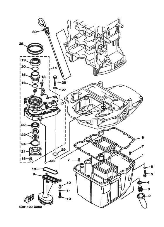 Масляный поддон для Yamaha F90 ETL/X