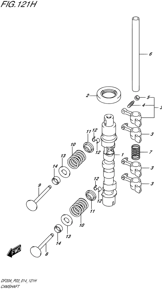 Распредвал ((DF20A P03)) для Suzuki DF15A S/L; RS/L; THS/L