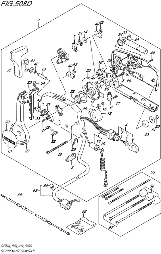 Опция: дистанционное управление ((DF20A P03)) для Suzuki DF15A S/L; RS/L; THS/L