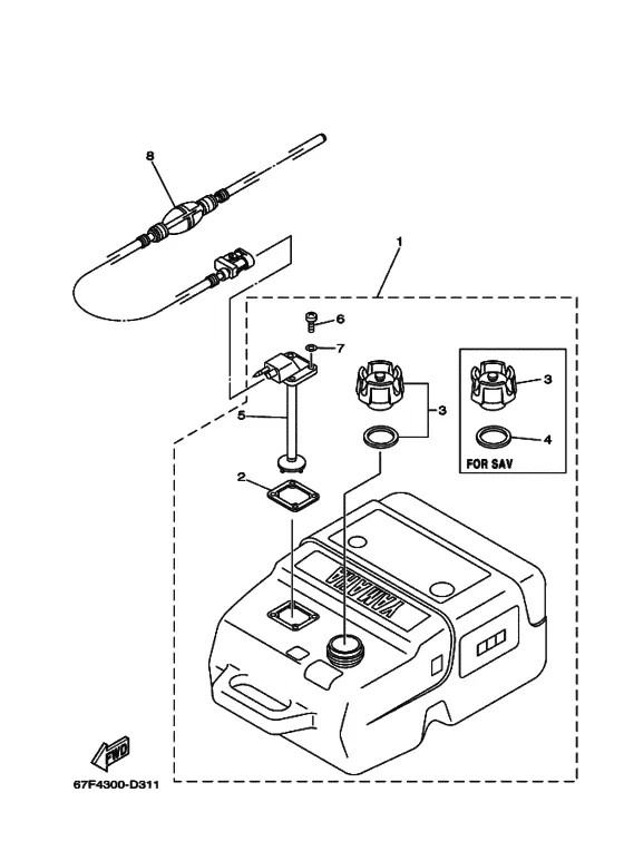 Топливный бак для Yamaha F100 ETL/X