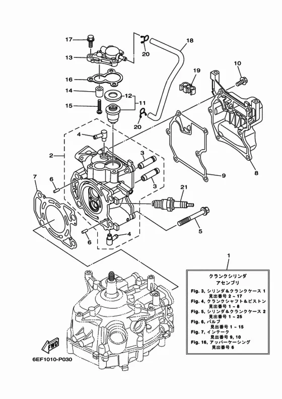 Цилиндр и картер 1 для Yamaha F2
