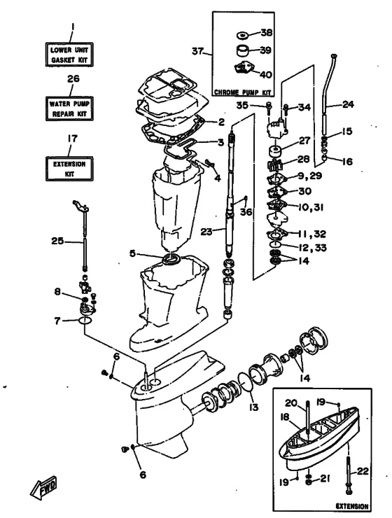 Ремонтный комплект 2 для Yamaha 75 E(M/H/D/T)L