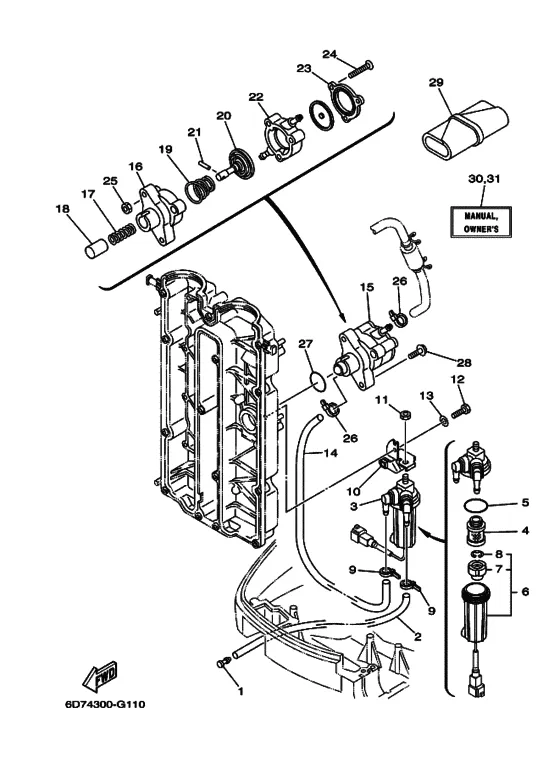 Топливный кран для Yamaha F80 EDL/X