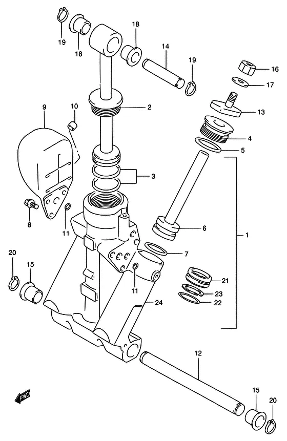 Цилиндр гидроподъема ((MODEL:96~00); NOTE : COLOR : 0ED (GRAY)) для Suzuki DT140 L/UL