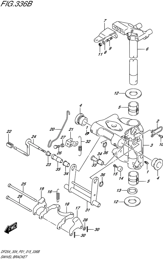 Поворотный кронштейн ((DF25AR P01)) для Suzuki DF30A S/L; TS/L; THS/L; QHL