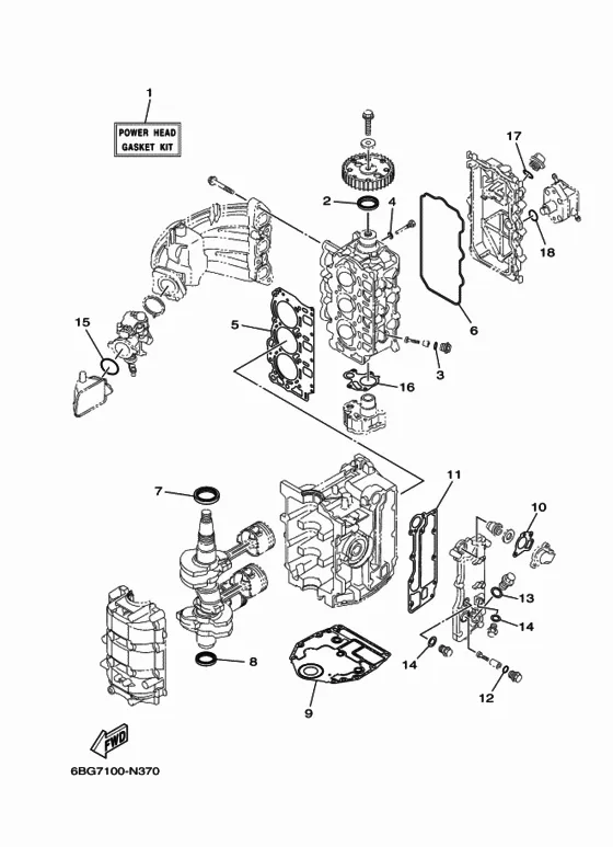 Ремонтный комплект 1 для Yamaha F40 E(H/D/T)S/L/X