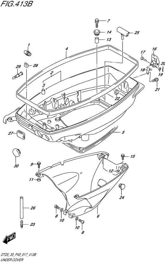 Нижний щиток ((DT30 P40)) для Suzuki DT30 S/L; RS/L