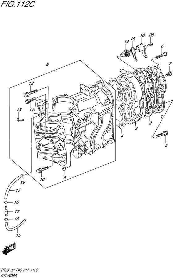 Цилиндр ((DT30R P40)) для Suzuki DT30 S/L; RS/L