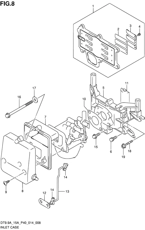 Кожух впускного коллектора ((DT9.9AK P40)) для Suzuki DT9.9A S/L; KS/L