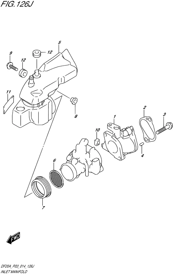 Впускной коллектор ((DF20AR P03)) для Suzuki DF9.9B S/L; RS/L; TS/L