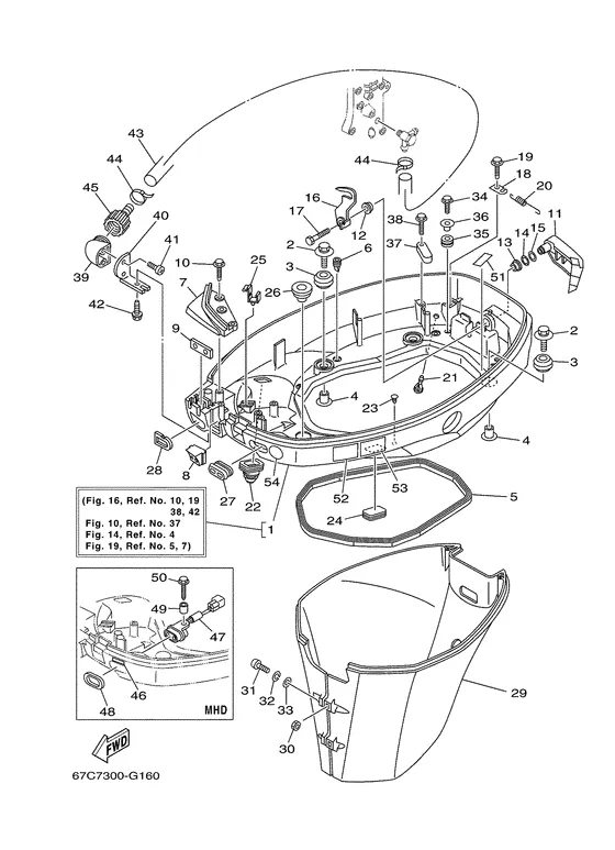 Нижний капот для Yamaha F30 M(E/W/H/D/T)S/L/X