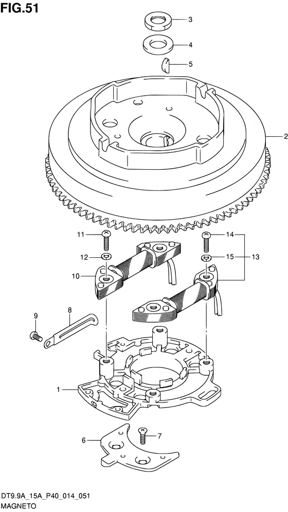Статор & Ротор ((DT9.9AK P40)) для Suzuki DT9.9A S/L; KS/L