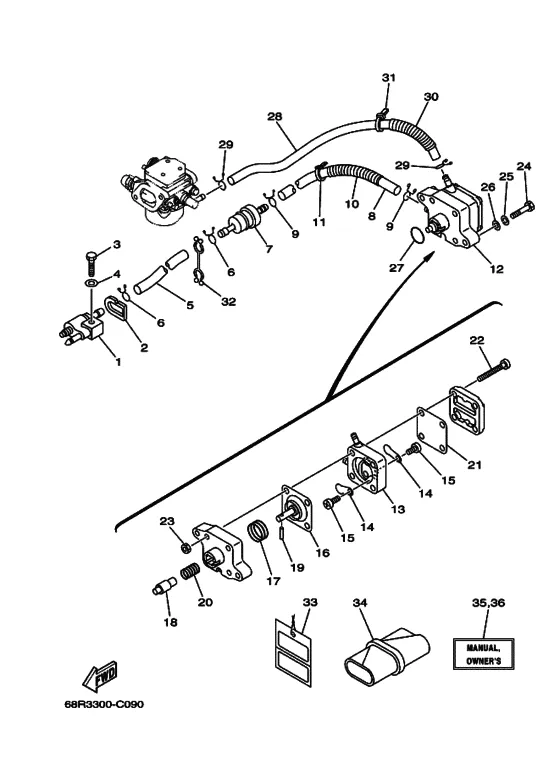 Топливный кран для Yamaha F6 MHL/S