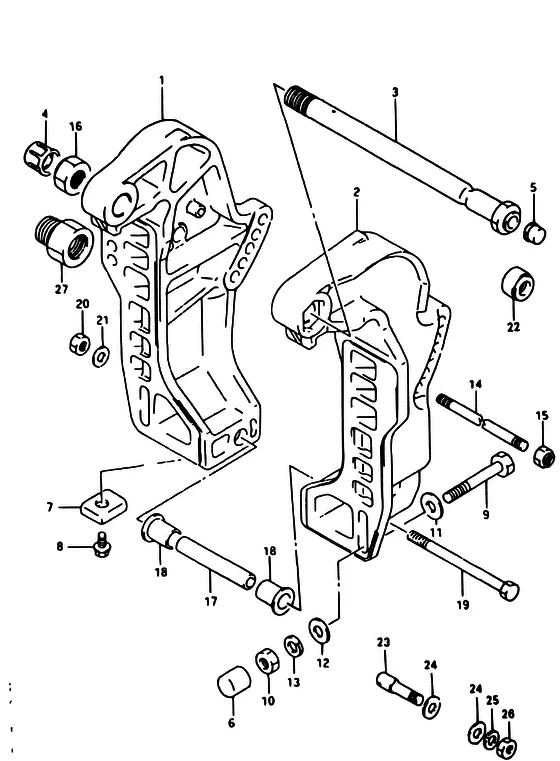 Зажимной кронштейн ((DT40TC MODEL:94~99)) для Suzuki DT40 WS/L/LL/L2/UL; WRS/L/LL/L2/UL; WKS/L/LL/L2/UL; WKRS/L/LL/L2/UL