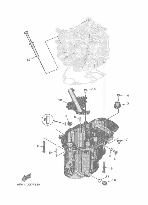 Масляный поддон для Yamaha F25 ETL