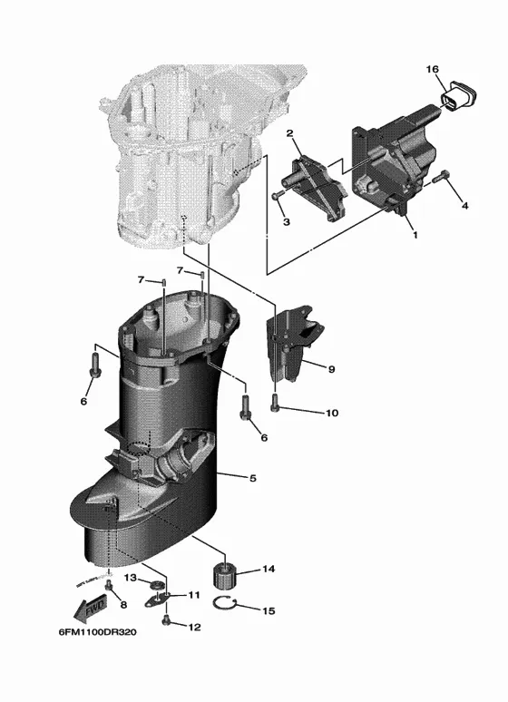 Верхний корпус для Yamaha F25 ETL