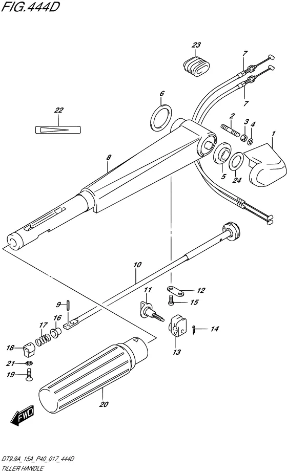Румпель ((DT9.9AK P40)) для Suzuki DT15A S/L; KS/L