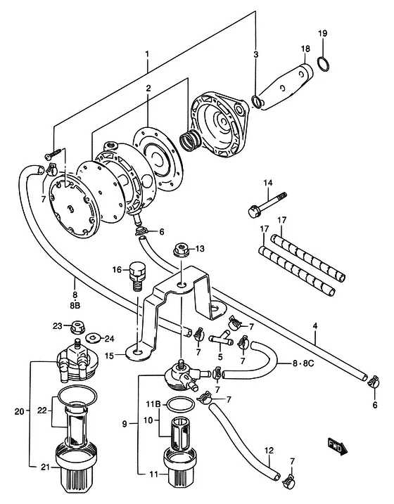 Топливный насос ((TC,WT,MQ,QH MODEL:95~00)) для Suzuki DT75 L/UL