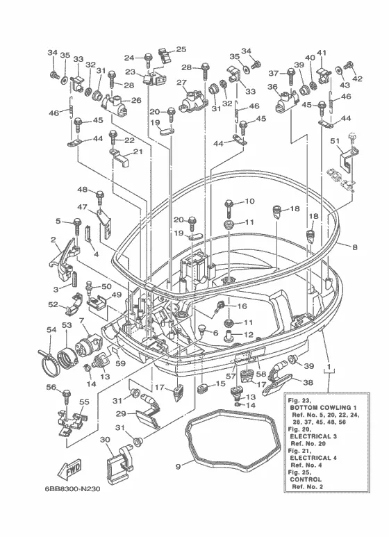 Нижний капот 1 для Yamaha F225 ETL