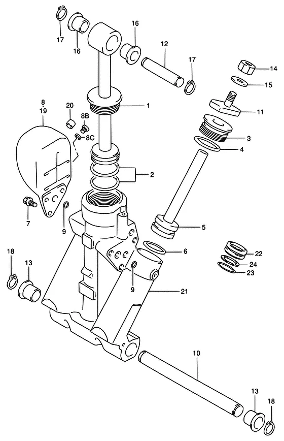 Цилиндр гидроподъема ((MODEL:95~99)) для Suzuki DT65 S/L/LL