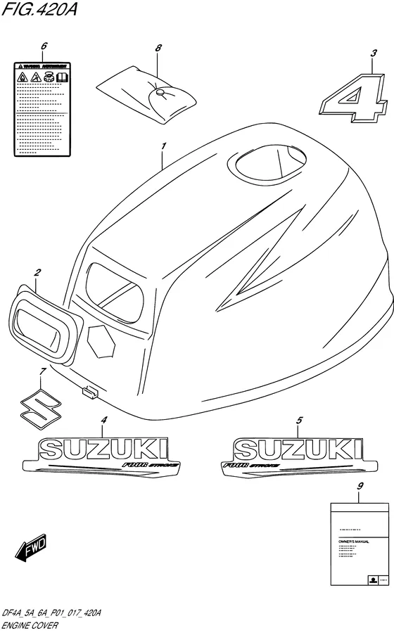 Крышка двигателя ((DF4A P01)) для Suzuki DF5A S/L