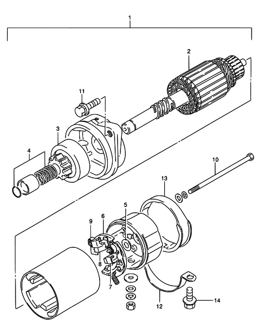 Стартер электрический для Suzuki DT40 WS/L/LL/L2/XL; WRS/L/LL/L2/XL; WKS/L/LL/L2/XL; WKRS/L/LL/L2/XL