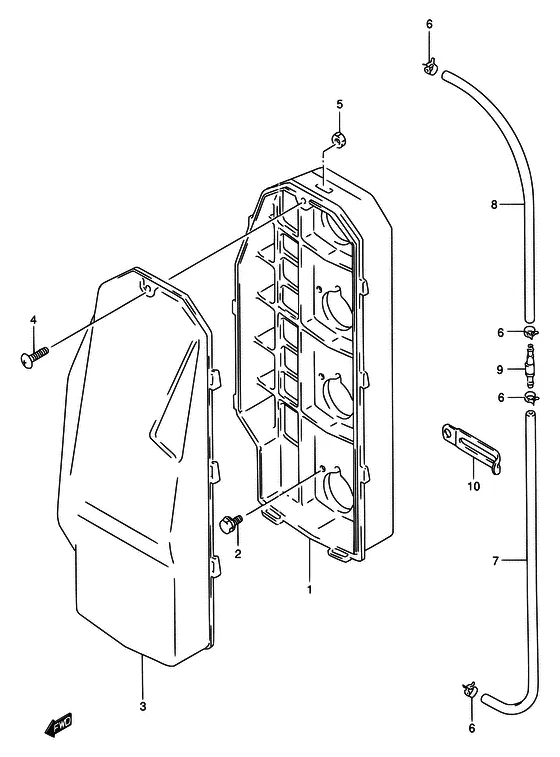 Кожух глушителя ((PLASTIC) (*); NOTE : (*) : DT115 : 231515~ DT140 : 231404~) для Suzuki DT115 L/UL
