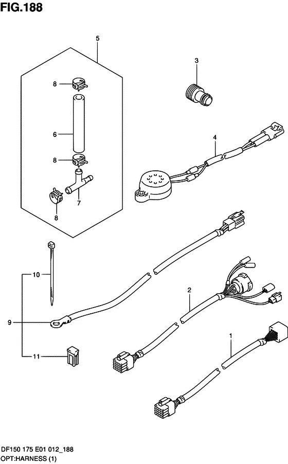 Опция: жгут проводов ((1) (DF175T E40)) для Suzuki DF150 (Z)TL/X