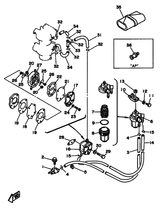 Топливный кран для Yamaha 55 M(E/T/D/H)S/L