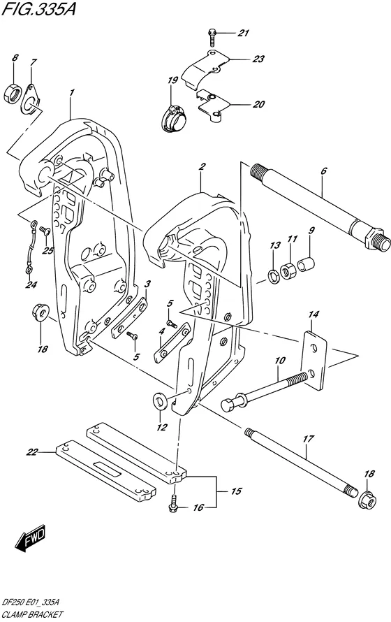 Зажимной кронштейн (NOTE : REFER TO FIG.335B(1-G- 6) FOR DF200TL) для Suzuki DF225 (Z/(W)T)X/XX