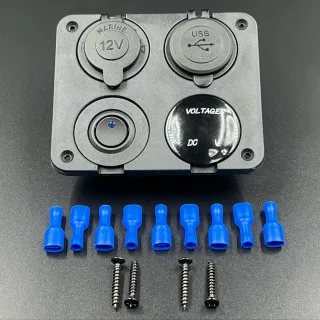 Панель управления (1 тумблер вкл/выкл, 2 USB, розетка 12V, вольтметр)(PREMARINE) картинка