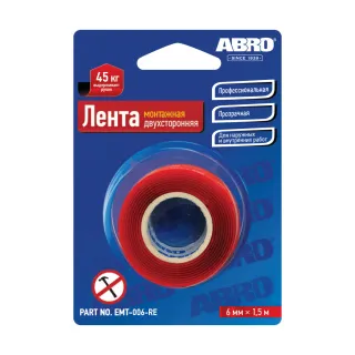 Лента двусторонняя монтажная прозрачная ABRO (08 мм х 1,51 м) картинка