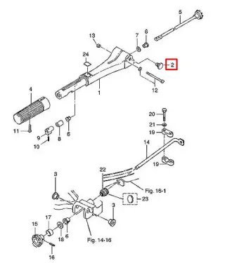 Болт крепления румпеля Tohatsu 9.9-30, M40C (PREMARINE2) картинка