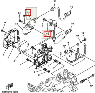 Катушка зажигания высоковольтная Yamaha 40X (6J8-85570-21) (RT) картинка