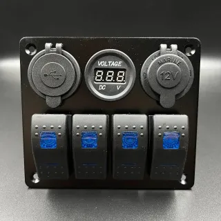 Панель управления (4 тумблера вкл/выкл, прикуриватель, 2 USB)(PREMARINE) картинка
