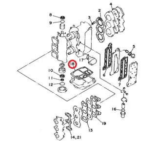 Прокладка блок Yamaha 50-70 (PREMARINE) картинка