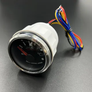 Указатель давления масла с датчиком д.52мм 0～10BAR/ 0～145PSI (черный, хромированный ободок) (DEPO) картинка