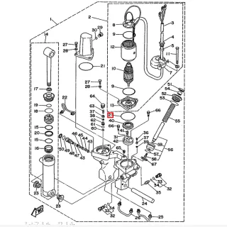 Кольцо уплотнительное моторчика гидроподъемника Yamaha 60-90 F200-300 (6H1-43869-10) картинка