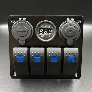 Панель управления (4 тумблера вкл/выкл, прикуриватель, 2 USB)(PREMARINE) картинка