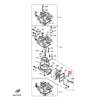 Крышка топливного насоса Yamaha 30D (6J8) (три цилиндра) Япония картинка
