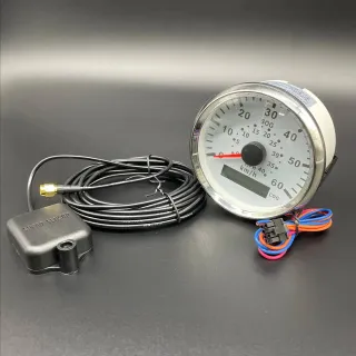 Спидометр аналоговый до 60 км/ч с GPS-модулем (белый, хромированный ободок) картинка