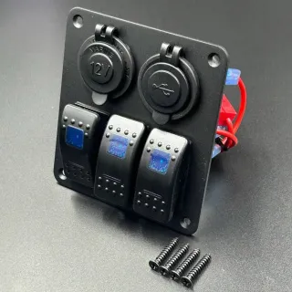 Панель управления (3 тумблера вкл/выкл, USB, прикуриватель) (Sunfine) картинка