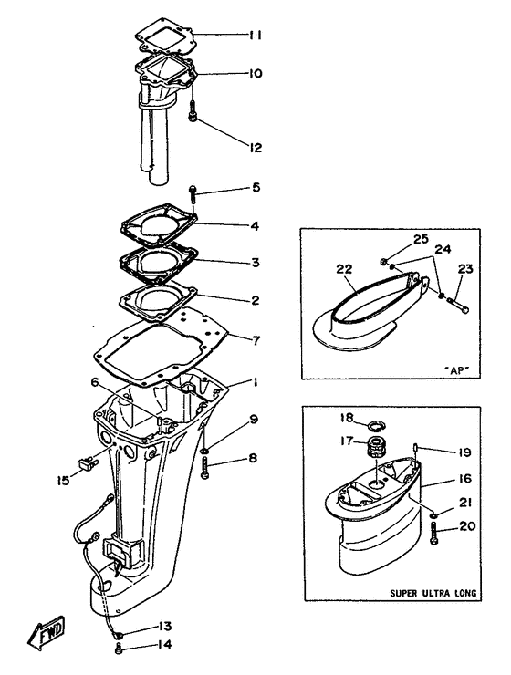 Верхний корпус для Yamaha 9.9 MHS/L