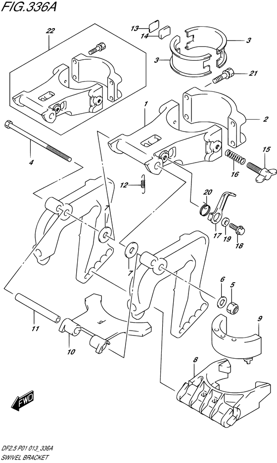 Поворотный кронштейн для Suzuki DF2.5 S