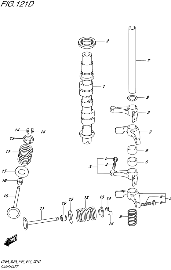 Распредвал ((DF9.9AR P01)) для Suzuki DF8A S/L; RS/L